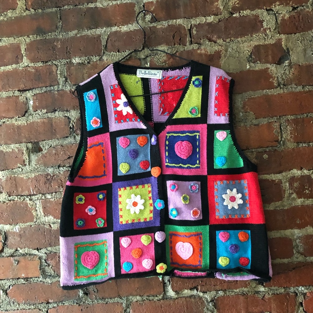 Vintage 90’s Sweater Vest—Hearts & Flowers